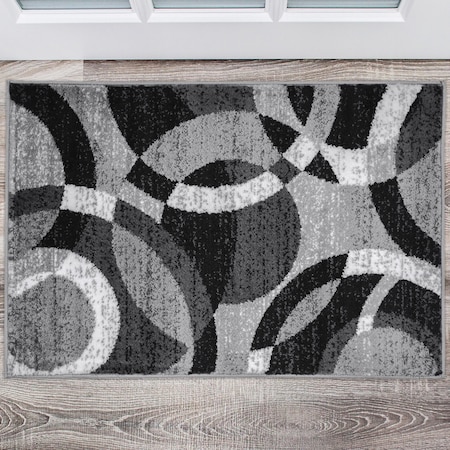 World Rug Gallery Contemporary Abstract Circles Soft Area Rug 2' x 3' Gray 105GRAY2X3